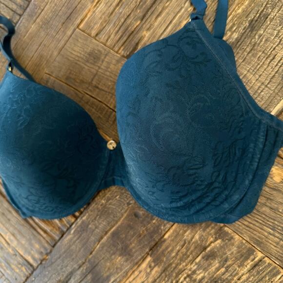 Natori 136059 Sheer Jacquard Full Fit Contour Underwire Deep Teal Bra – 32DD - Picture 7 of 9